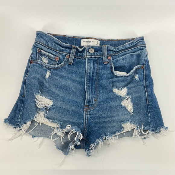 Abercrombie & Fitch Pants - Abercrombie & Fitch curve love high rise mom short medium wash distressed 27/4